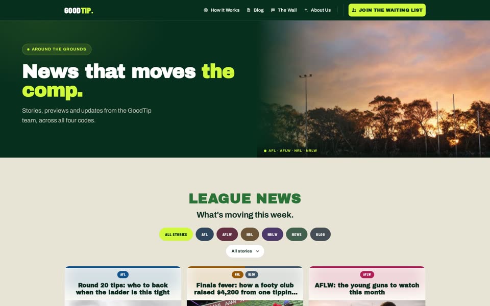 The news front page, on the Blog page