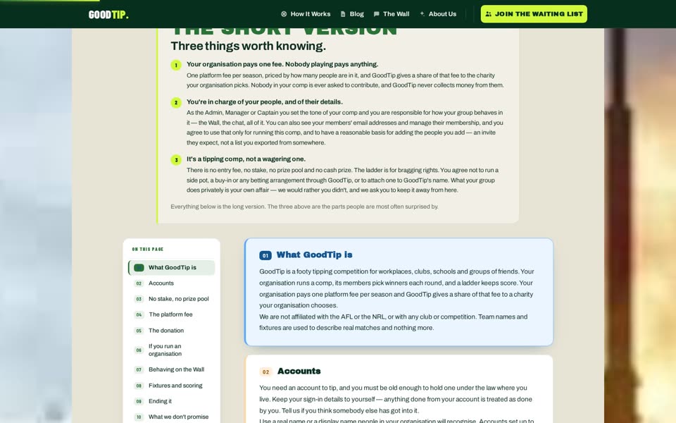 The short version, on the Terms & Conditions page