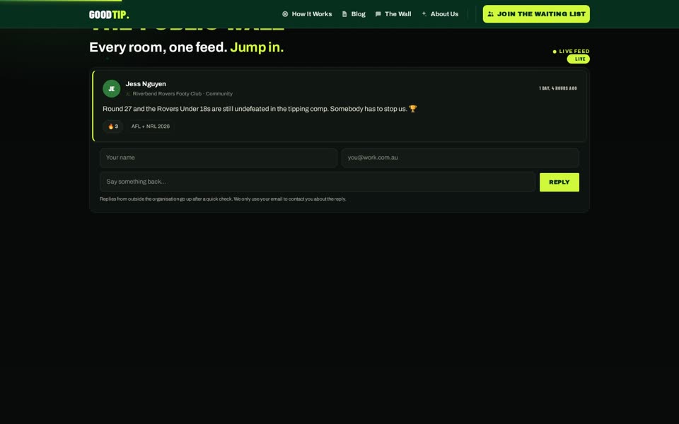 One feed, every room, on the The Wall page